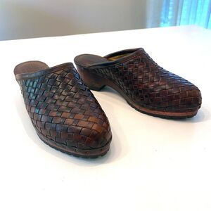 Vintage‎ Cole Haan Classic Country Woven Brown Leather Clogs Shoes US Size 5.5